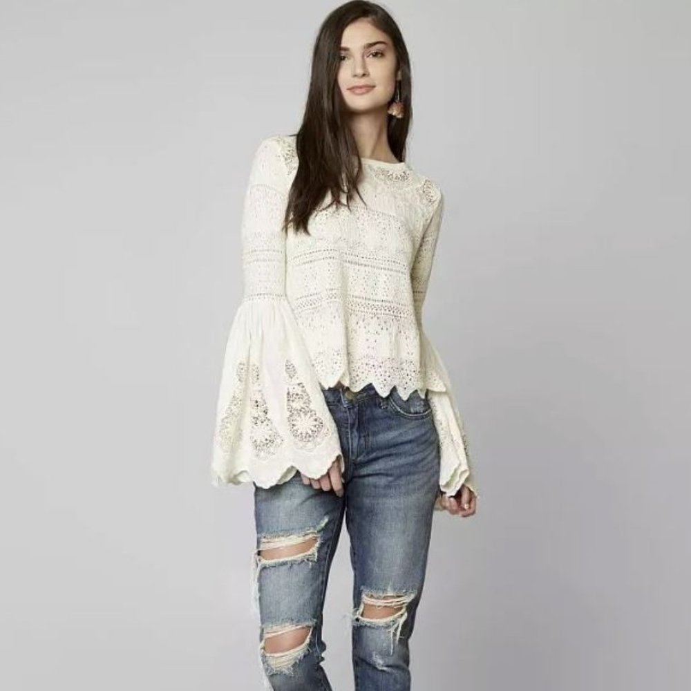 Free People Once Upon a Time Crochet Top | Ivory | Size XS